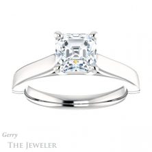 14k White Gold Asscher Cut Forever One Engagement Ring Setting #GTJ1097-asscher-fo-w