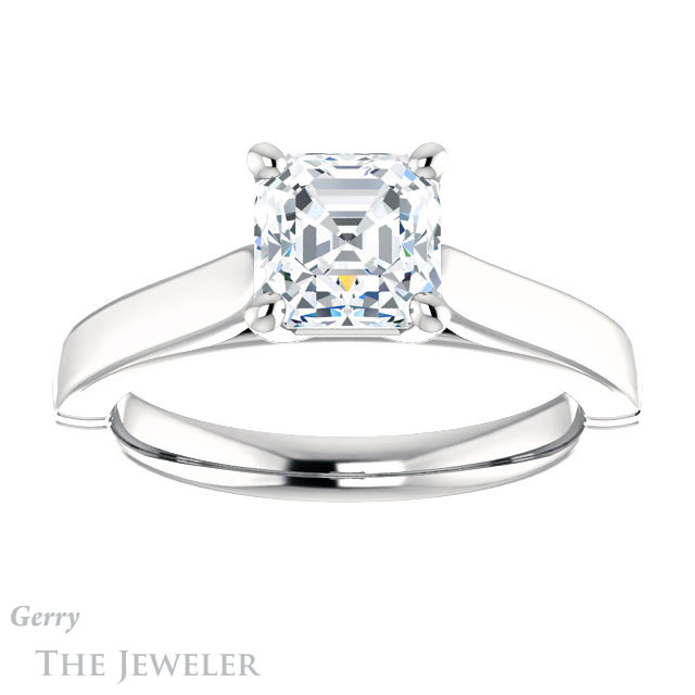 14k White Gold Asscher Cut Forever One Engagement Ring Setting #GTJ1097-asscher-fo-w