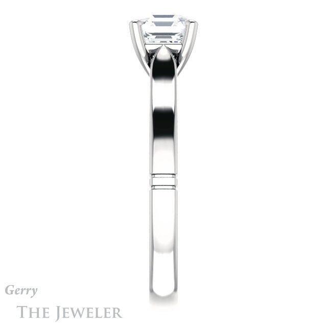 14k White Gold Asscher Cut Forever One Engagement Ring Setting #GTJ1097-asscher-fo-w