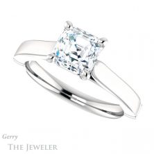 14k White Gold Asscher Cut Forever One Engagement Ring Setting #GTJ1097-asscher-fo-w