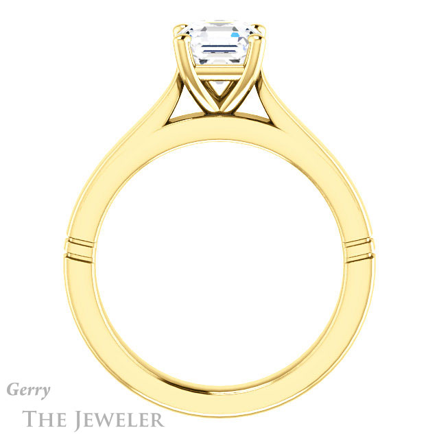 14k Yellow Gold Asscher Cut Forever One Engagement Ring Setting #GTJ1097-asscher-fo-y