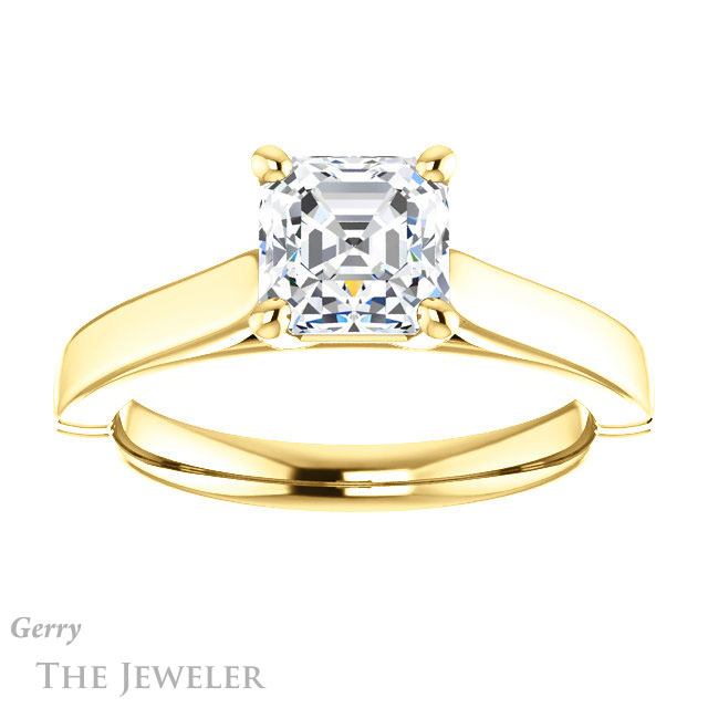 14k Yellow Gold Asscher Cut Forever One Engagement Ring Setting #GTJ1097-asscher-fo-y