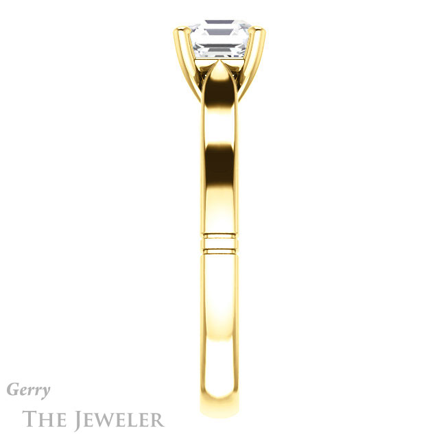 14k Yellow Gold Asscher Cut Forever One Engagement Ring Setting #GTJ1097-asscher-fo-y