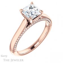 14k Rose Gold Asscher Cut Forever One Engagement Ring Setting #GTJ1099-asscher-fo-r