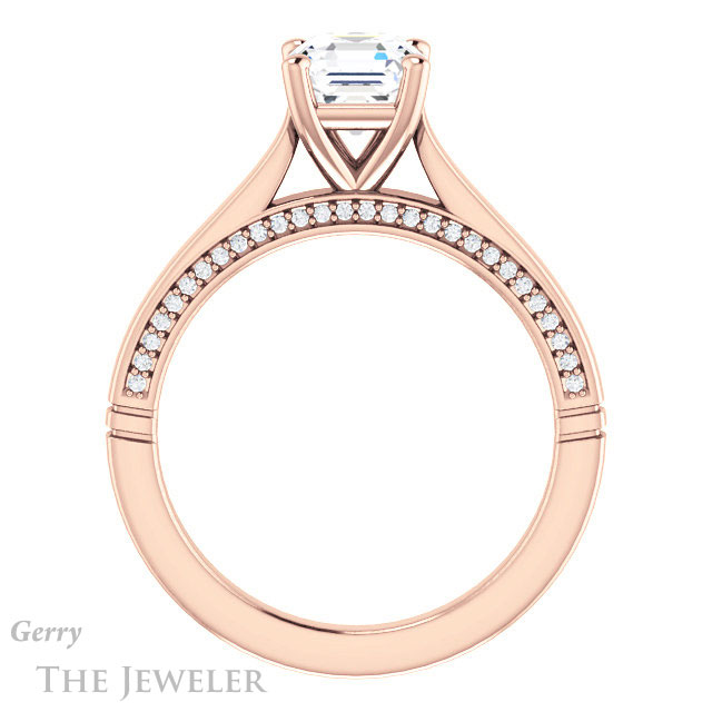 14k Rose Gold Asscher Cut Forever One Engagement Ring Setting #GTJ1099-asscher-fo-r
