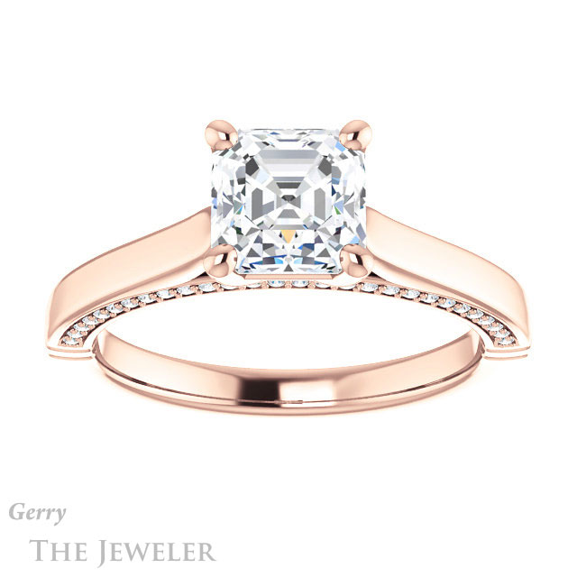 14k Rose Gold Asscher Cut Forever One Engagement Ring Setting #GTJ1099-asscher-fo-r