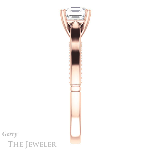 14k Rose Gold Asscher Cut Forever One Engagement Ring Setting #GTJ1099-asscher-fo-r