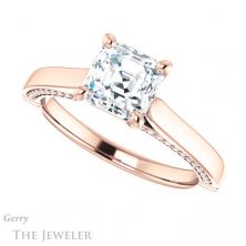 14k Rose Gold Asscher Cut Forever One Engagement Ring Setting #GTJ1099-asscher-fo-r