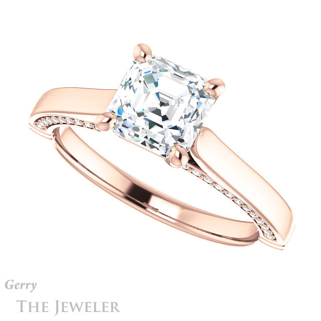 14k Rose Gold Asscher Cut Forever One Engagement Ring Setting #GTJ1099-asscher-fo-r