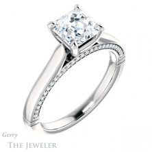14k White Gold Asscher Cut Forever One Engagement Ring Setting #GTJ1099-asscher-fo-w 4 14k White Gold Asscher Cut Forever One Engagement Ring Setting #GTJ1099-asscher-fo-w