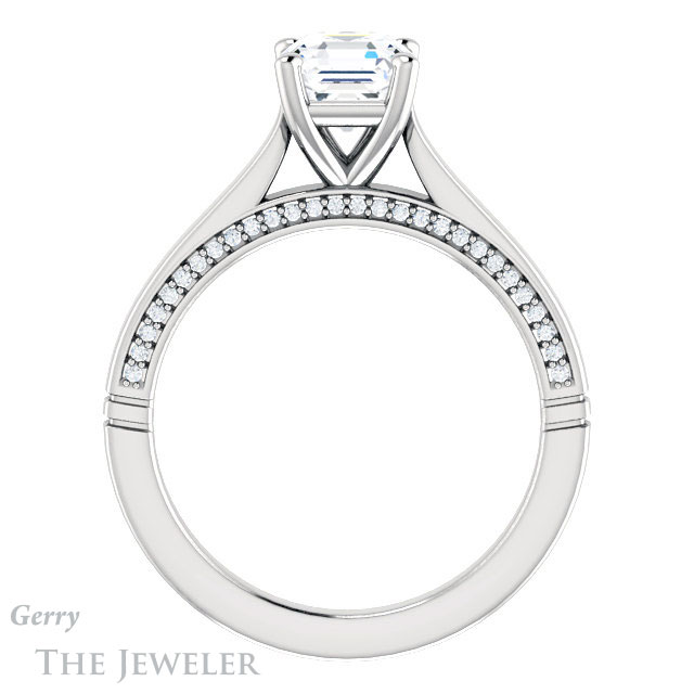 14k White Gold Asscher Cut Forever One Engagement Ring Setting #GTJ1099-asscher-fo-w