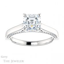 14k White Gold Asscher Cut Forever One Engagement Ring Setting #GTJ1099-asscher-fo-w 1 14k White Gold Asscher Cut Forever One Engagement Ring Setting #GTJ1099-asscher-fo-w