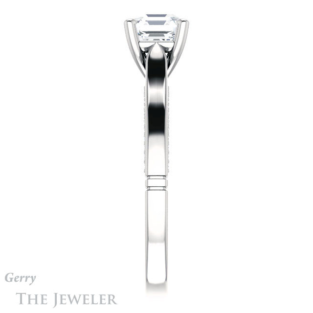 14k White Gold Asscher Cut Forever One Engagement Ring Setting #GTJ1099-asscher-fo-w 3 14k White Gold Asscher Cut Forever One Engagement Ring Setting #GTJ1099-asscher-fo-w