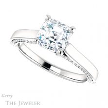 14k White Gold Asscher Cut Forever One Engagement Ring Setting #GTJ1099-asscher-fo-w 5 14k White Gold Asscher Cut Forever One Engagement Ring Setting #GTJ1099-asscher-fo-w