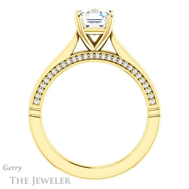 14k Yellow Gold Asscher Cut Forever One Engagement Ring Setting #GTJ1099-asscher-fo-y