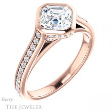 14k Rose Gold Asscher Cut Forever One Engagement Ring Setting #GTJ1100-asscher-fo-r