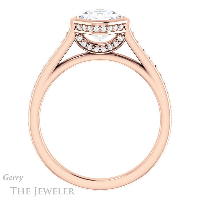 14k Rose Gold Asscher Cut Forever One Engagement Ring Setting #GTJ1100-asscher-fo-r