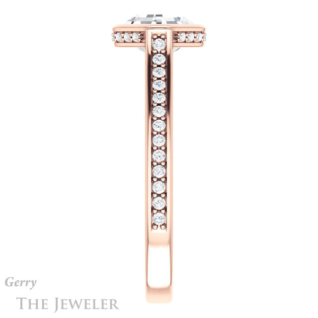 14k Rose Gold Asscher Cut Forever One Engagement Ring Setting #GTJ1100-asscher-fo-r