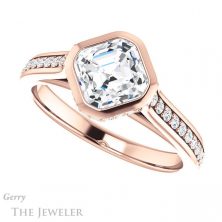 14k Rose Gold Asscher Cut Forever One Engagement Ring Setting #GTJ1100-asscher-fo-r