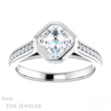 14k White Gold Asscher Cut Forever One Engagement Ring Setting #GTJ1100-asscher-fo-w 1 14k White Gold Asscher Cut Forever One Engagement Ring Setting #GTJ1100-asscher-fo-w
