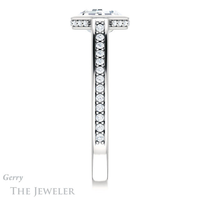 14k White Gold Asscher Cut Forever One Engagement Ring Setting #GTJ1100-asscher-fo-w 3 14k White Gold Asscher Cut Forever One Engagement Ring Setting #GTJ1100-asscher-fo-w