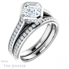 14k White Gold Asscher Cut Forever One Engagement Ring Setting #GTJ1100-asscher-fo-w 6 14k White Gold Asscher Cut Forever One Engagement Ring Setting #GTJ1100-asscher-fo-w