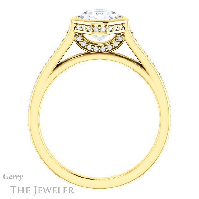 14k Yellow Gold Asscher Cut Forever One Engagement Ring Setting #GTJ1100-asscher-fo-y 2 14k Yellow Gold Asscher Cut Forever One Engagement Ring Setting #GTJ1100-asscher-fo-y
