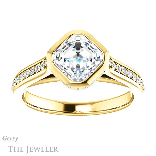 14k Yellow Gold Asscher Cut Forever One Engagement Ring Setting #GTJ1100-asscher-fo-y 1 14k Yellow Gold Asscher Cut Forever One Engagement Ring Setting #GTJ1100-asscher-fo-y