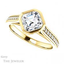 14k Yellow Gold Asscher Cut Forever One Engagement Ring Setting #GTJ1100-asscher-fo-y 5 14k Yellow Gold Asscher Cut Forever One Engagement Ring Setting #GTJ1100-asscher-fo-y