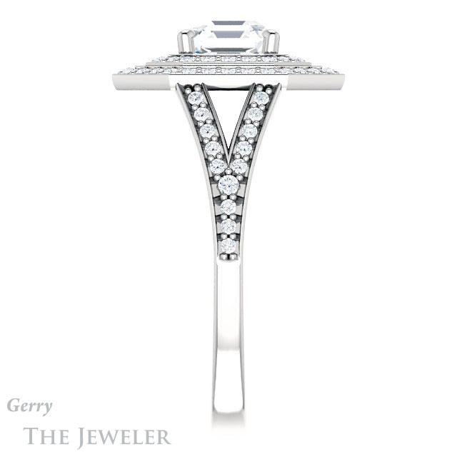 Asscher Cut Forever One Engagement Ring Setting #GTJ1101-asscher-fo-w | Gerry The Jeweler 14k White Gold Asscher Cut Forever One Engagement Ring Setting #GTJ1101-asscher-fo-w
