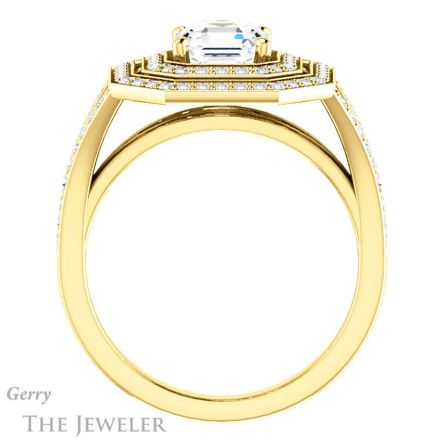 Asscher Cut Forever One Engagement Ring Setting #GTJ1101-asscher-fo-y | Gerry The Jeweler 14k Yellow Gold Asscher Cut Forever One Engagement Ring Setting #GTJ1101-asscher-fo-y