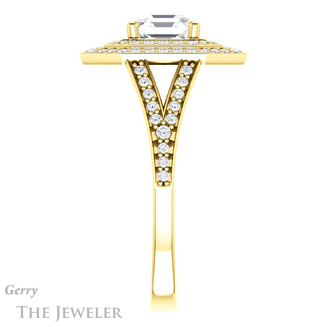 Asscher Cut Forever One Engagement Ring Setting #GTJ1101-asscher-fo-y | Gerry The Jeweler 14k Yellow Gold Asscher Cut Forever One Engagement Ring Setting #GTJ1101-asscher-fo-y