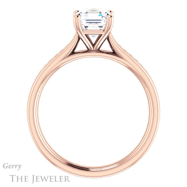 14k Rose Gold Asscher Cut Forever One Engagement Ring Setting #GTJ1104-asscher-fo-r