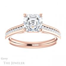 14k Rose Gold Asscher Cut Forever One Engagement Ring Setting #GTJ1104-asscher-fo-r