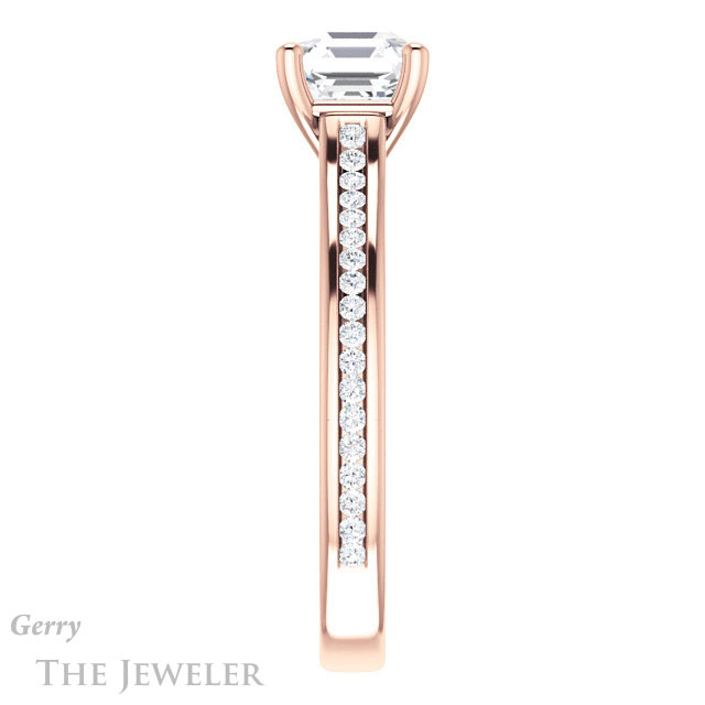 14k Rose Gold Asscher Cut Forever One Engagement Ring Setting #GTJ1104-asscher-fo-r