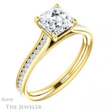 14k Yellow Gold Asscher Cut Forever One Engagement Ring Setting #GTJ1104-asscher-fo-y 4 14k Yellow Gold Asscher Cut Forever One Engagement Ring Setting #GTJ1104-asscher-fo-y