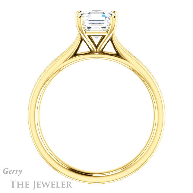 14k Yellow Gold Asscher Cut Forever One Engagement Ring Setting #GTJ1104-asscher-fo-y 2 14k Yellow Gold Asscher Cut Forever One Engagement Ring Setting #GTJ1104-asscher-fo-y