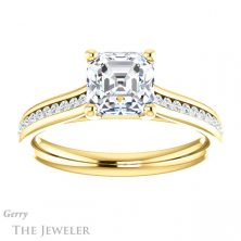 14k Yellow Gold Asscher Cut Forever One Engagement Ring Setting #GTJ1104-asscher-fo-y 1 14k Yellow Gold Asscher Cut Forever One Engagement Ring Setting #GTJ1104-asscher-fo-y