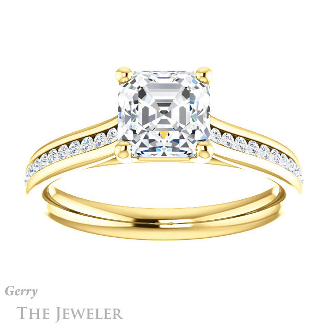 14k Yellow Gold Asscher Cut Forever One Engagement Ring Setting #GTJ1104-asscher-fo-y 1 14k Yellow Gold Asscher Cut Forever One Engagement Ring Setting #GTJ1104-asscher-fo-y