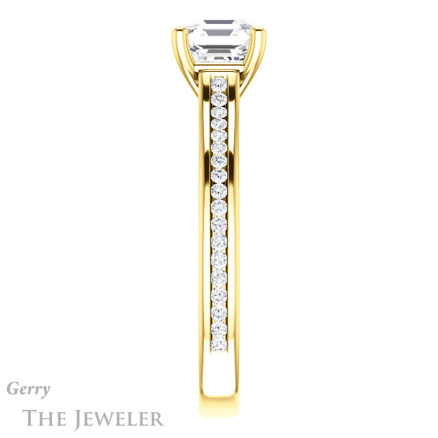 14k Yellow Gold Asscher Cut Forever One Engagement Ring Setting #GTJ1104-asscher-fo-y 3 14k Yellow Gold Asscher Cut Forever One Engagement Ring Setting #GTJ1104-asscher-fo-y