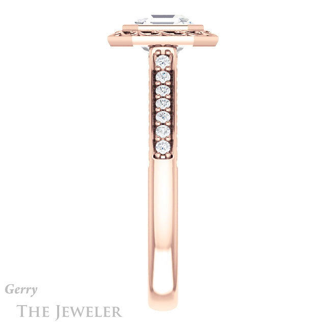 Asscher Cut Forever One Engagement Ring Setting #GTJ1105-asscher-fo-r | Gerry The Jeweler 14k Rose Gold Asscher Cut Forever One Engagement Ring Setting #GTJ1105-asscher-fo-r