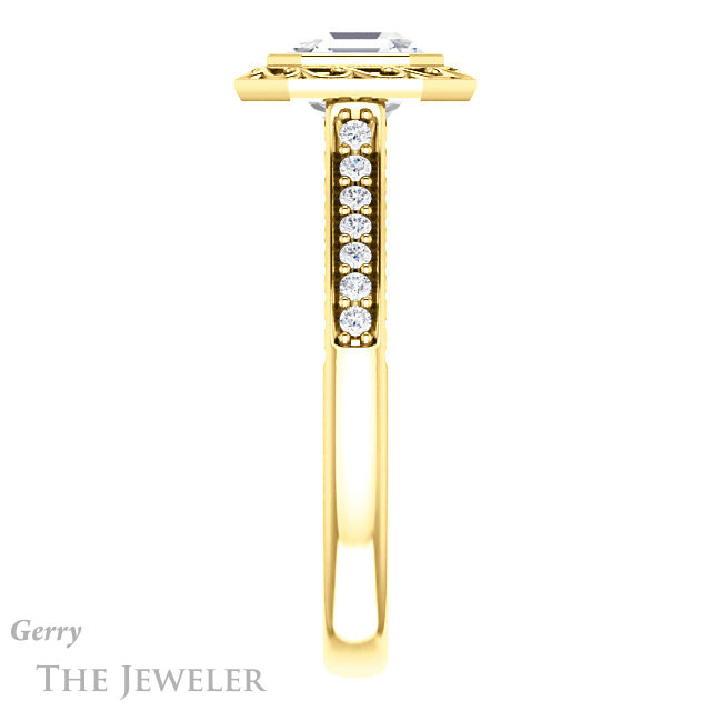 Asscher Cut Forever One Engagement Ring Setting #GTJ1105-asscher-fo-y | Gerry The Jeweler 14k Yellow Gold Asscher Cut Forever One Engagement Ring Setting #GTJ1105-asscher-fo-y