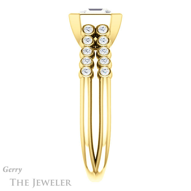 Asscher Cut Forever One Engagement Ring Setting #GTJ1107-asscher-fo-y | Gerry The Jeweler 14k Yellow Gold Asscher Cut Forever One Engagement Ring Setting #GTJ1107-asscher-fo-y