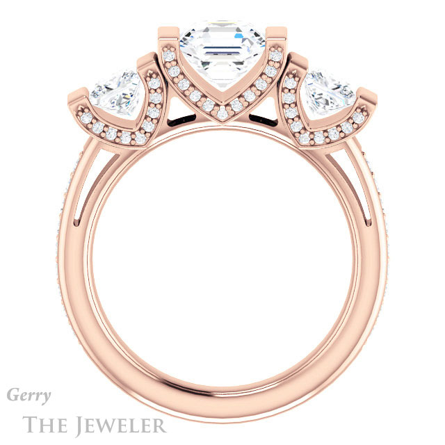 Asscher Cut Forever One Engagement Ring Setting #GTJ1109-asscher-fo-r | Gerry The Jeweler 14k Rose Gold Asscher Cut Forever One Engagement Ring Setting #GTJ1109-asscher-fo-r