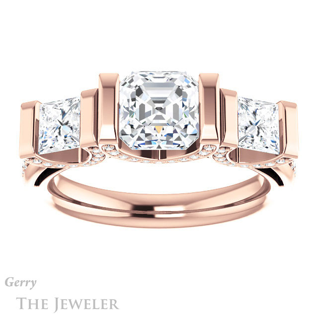 Asscher Cut Forever One Engagement Ring Setting #GTJ1109-asscher-fo-r | Gerry The Jeweler 14k Rose Gold Asscher Cut Forever One Engagement Ring Setting #GTJ1109-asscher-fo-r