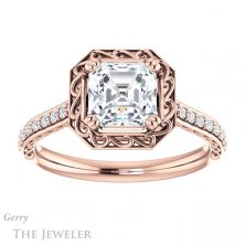 14k Rose Gold Asscher Cut Forever One Engagement Ring Setting #GTJ1111-asscher-fo-r 1 14k Rose Gold Asscher Cut Forever One Engagement Ring Setting #GTJ1111-asscher-fo-r