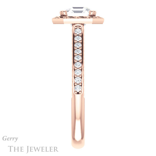 14k Rose Gold Asscher Cut Forever One Engagement Ring Setting #GTJ1111-asscher-fo-r 3 14k Rose Gold Asscher Cut Forever One Engagement Ring Setting #GTJ1111-asscher-fo-r