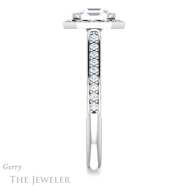 14k White Gold Asscher Cut Forever One Engagement Ring Setting #GTJ1111-asscher-fo-w 3 14k White Gold Asscher Cut Forever One Engagement Ring Setting #GTJ1111-asscher-fo-w
