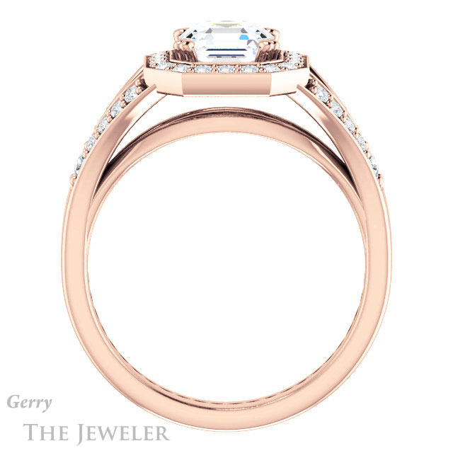 14k Rose Gold Asscher Cut Forever One Engagement Ring Setting #GTJ1112-asscher-fo-r