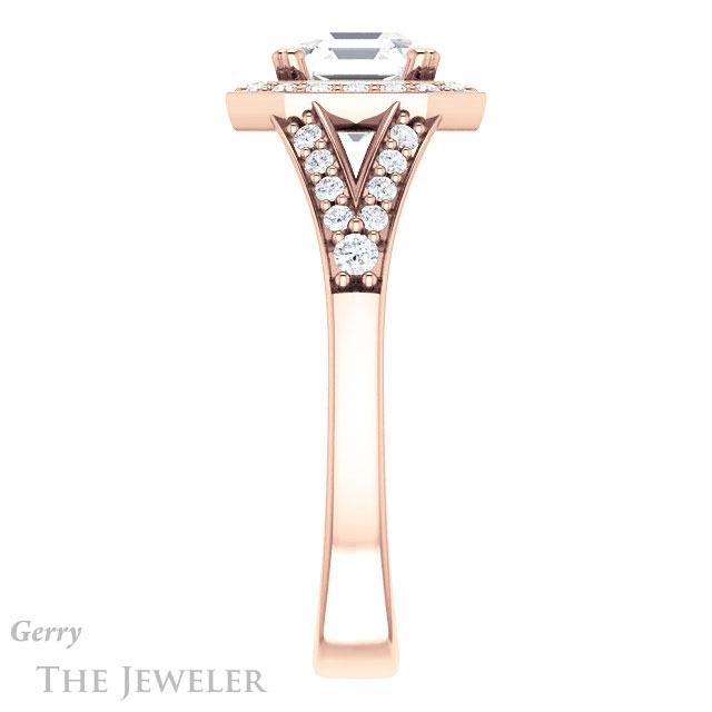 14k Rose Gold Asscher Cut Forever One Engagement Ring Setting #GTJ1112-asscher-fo-r